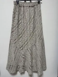 earth music&ecology レース ベージュ フレアスカート