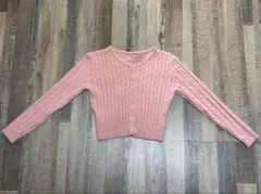 SONA ソニョナラ クロップド丈 ピンク ケーブル編み カーディガンニット韓国