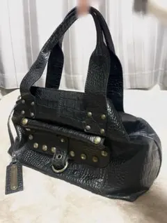 Y2K grunge black ハンドバッグ handbag レザー