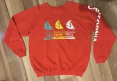 80s-90s USA製Hanes サンフランシスコ 袖プリ スウェット L赤