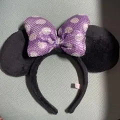 ミ二ー カチューシャ 紫リボン