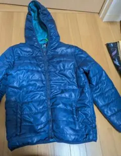 青いダウンコート フード付き サイズ160