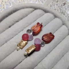 ハンドメイド チューリップ型ロングピアスまたはイヤリング