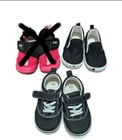 15cm キッズスニーカー 西松屋 2点セット ブラック VANS風