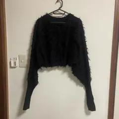 KBF フリンジニット 長袖 ブラックのサムネイル