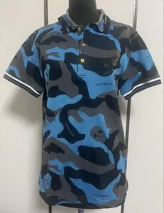 MARK&LONA マークアンドロナ　 カモフラージュポロシャツ MARK&LONA マークアンドロナ 半袖ポロシャツ カモフラ柄 ブルー