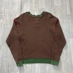 y2k ワッフルロンT ラッフルニット　クルーネックスウェット
