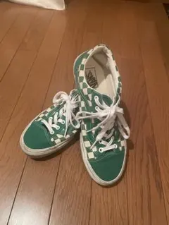 VANS チェッカー柄 スニーカー グリーン