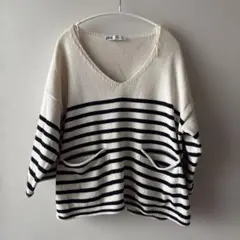 ZARA コットン ポリエステル　ニット　ボーダー