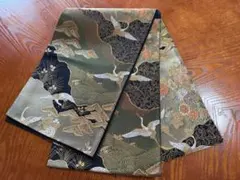 【053】鶴と花の刺繍 袋帯
