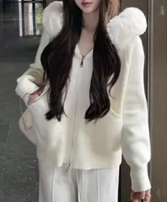 SHEIN ファー カーディガン Mサイズ アプリコット