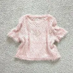 スナイデル 短丈ニットピンク F 透かし編み 2点セット ラメ Y2K ギャル