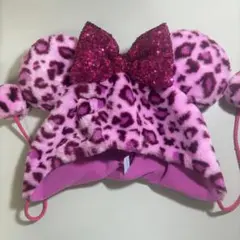 ミニー ヒョウ柄 ファンキャップ ピンク