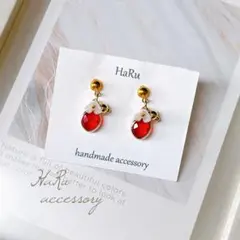 【 k15 】ガラスチャーム フラワー ピアスorイヤリング