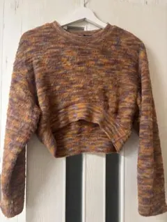 ZARA クロップドニット M オレンジ系