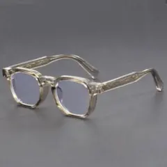 クリアブラウン 透明フレーム 眼鏡　ウェリントンメガネ クリアレンズヴィンテージ