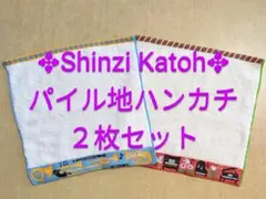 ✥シンジカトウ✥楽器＆猫・ピアノと鳥と花✥ハンカチ✥２枚セット✥新品✥訳あり✥