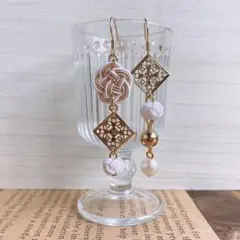 水引＊彩紋 【淡金】　梅結び/ピアス/イヤリング