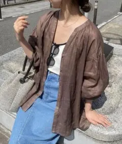 コラージュガリャルダガランテ ラミー2WAYシアーブラウス ブラウン