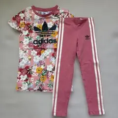 adidas フラワープリント Tシャツワンピースとレギンスセット 110のサムネイル