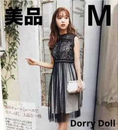 【美品】Dorry Doll 花柄レース×チュール切替ワンピース ドレス