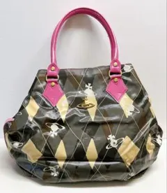 Vivienne Westwood トートバッグ ダイヤモンドパターン ピンク