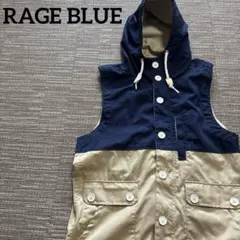 RAGEBLUE フード付きベスト ネイビー×ベージュ M