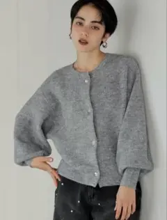 Re:EDIT デコラティブボタンスパンコールラメニットカーディガン　Ｌ　グレー