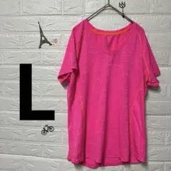 ピンク Vネック Tシャツ 【L】　スポーツにも☆元気カラー⭐️