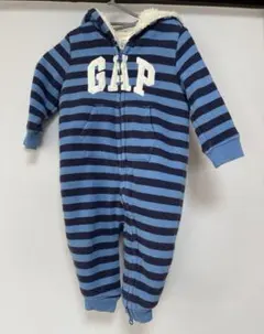 GAP フード付きロンパース 青と紺のストライプ
