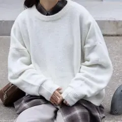 コクーン ミックスカラー オーバーサイズ クルーネックニット MONO-MART