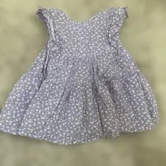 花柄フリル袖トップス 紫