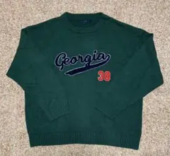 【CPCM】 Georgiaサガラ刺繍 クルーニット ビッグシルエット グリーン