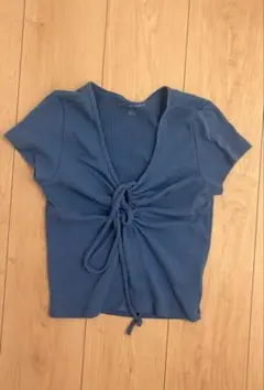 AMERICAN EAGLE リブ 半袖 トップス ブルーのサムネイル