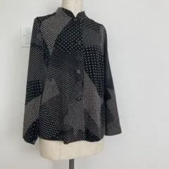 美品 gokan 五感 シャツ ブラウス 羽織り シアー ボーダー 総柄 M~L 