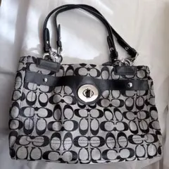 COACH シグネチャー トートバック ターンロック キャンバス 黒 美品