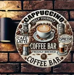 コーヒーBar ブリキ看板242 ヴィンテージ　インテリア雑貨　珈琲タイム