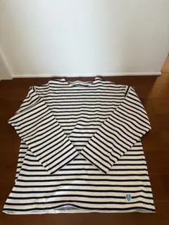 オーシバル　コットンロード　ワイドTシャツ　長袖　ecru×blackボーダー
