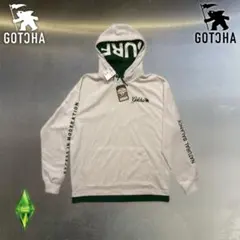 【 未使用 タグ付き 】gotcha レア パーカー ホワイト グリーン ロゴ