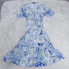 希少L相当 美品 ローレンラルフローレン ティアードワンピース