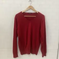 5.25◎A34◎ユニクロ◎ニットセーター◎レッド◎Vネック◎L