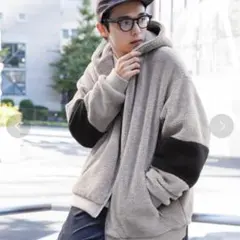 送料込 レイジブルー ボアフードブルゾン アウター グレー