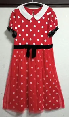 千趣会♡ディズニー♡ミニーちゃん♡赤い水玉模様♡ 半袖♡ワンピース♡Ｓサイズ