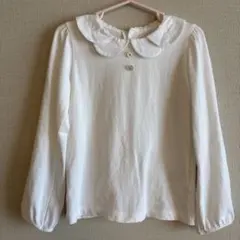 ホワイト 襟付き長袖シャツ 110