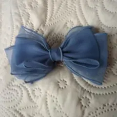 ブルーリボンヘアクリップ2個セット