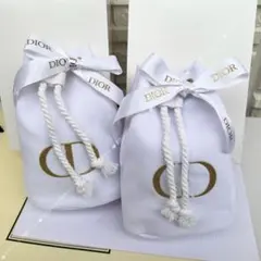 ディオール　ノベルティ　巾着ポーチ　白　箱付き　2点セット
