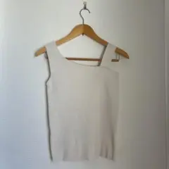 アイボリー リブ編み タンクトップ Fサイズ
