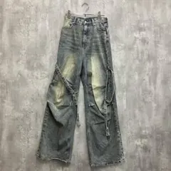 EMODA エモダ ワイドデニムパンツ カーゴベルトルーズダメージジーンズ Mのサムネイル