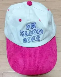​【美品】ON CLOUD NINE キャップ コーデュロイ切り替え 白×ピンク