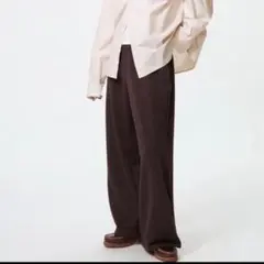 美品☆ユニクロC スウェットワイドパンツ☆ダークブラウン☆Lサイズ